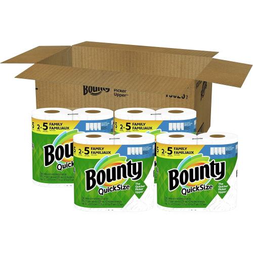 Bounty Quick Size Paper Towels, White, 8 Family Rolls = 20 Regular Rolls (Packaging May Vary)