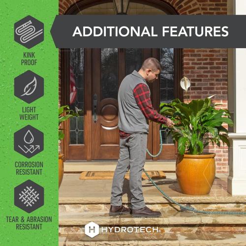 HydroTech 50 ft Expandable Garden Hose - Burst Proof & Lightweight, Flexible Water Hose with Durable Reinforced Latex Core & Solid Brass Fittings for Lawn, Garden, Car Washing