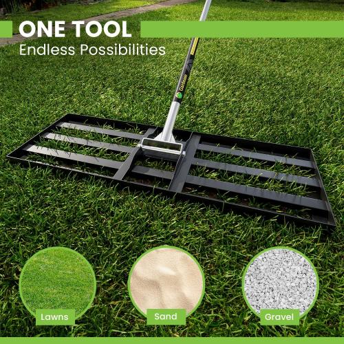 Gardease Lawn Leveling Rake 30 Inch x 10 Inch – Heavy Duty Lawn Leveler & Yard Leveling Rake – Steel Lawn Level Rake & Leveling Tool for Soil, Sand & Top Dressing