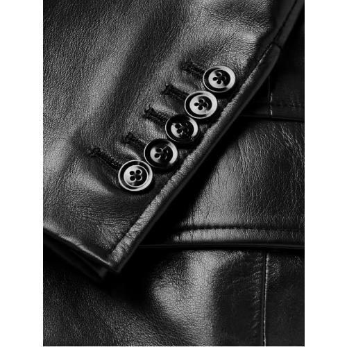 2-Button Premium Leather Blazer for Men - Notched Lapel Casual Coat Style Lambskin Leather Jacket Men XXL