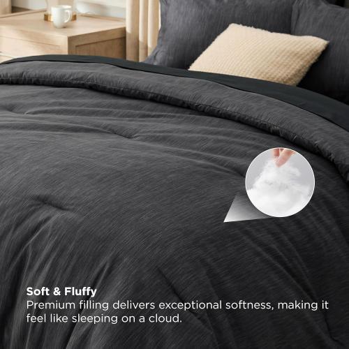 Bedsure King ? Comforter Set Gray ?- Bed in a Bag Queen Size Bedding, Cationic Dyed Bed Set Gift for Family, Black Soft Bedding for All Seasons Comforter with Sheets, Pillowcases