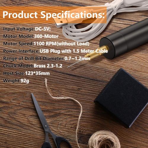 Electric Hand Drill Tools Set for Resin Casting Molds, Electrical Pin Vise Kit with 8 Pieces Drill Bits (0.8 to 1.2 mm) for Resin Plastic Wood Polymer Clay Jewelry Keychain Pendant Making Supplies