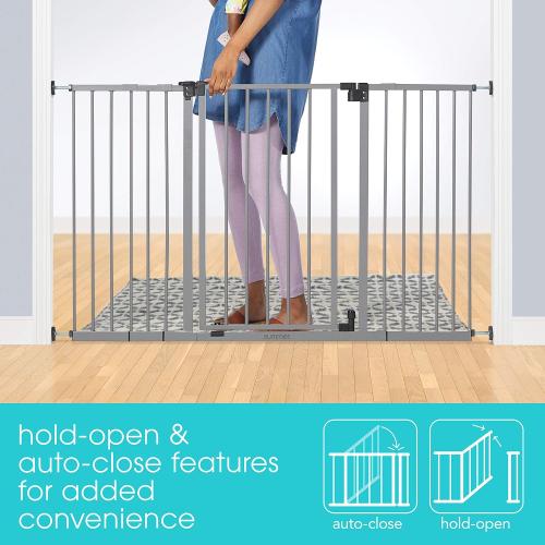 Summer Infant Secure Space Extra-Wide Pet and Baby Gate, 28.5 - 52 Wide, 30 Tall, Pressure or Hardware Mounted, Install In-Between Rooms, Doorways and Stairways, Auto-Close & Hold-Open Door - Grey