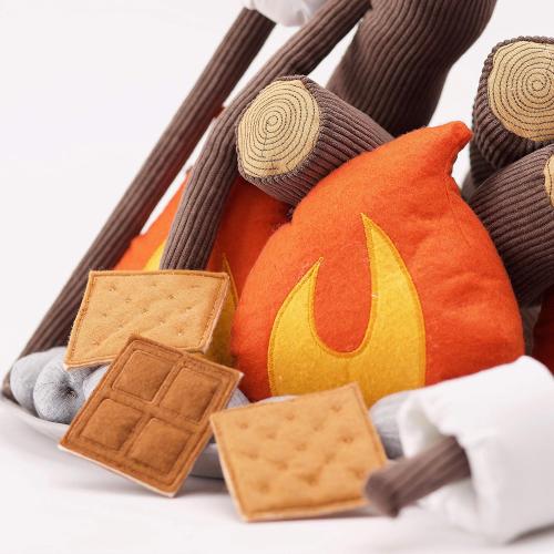 Pretend Campfire - Sensory Play Pretend Camping Set for Kids with Plush Fire, Logs and Stones - 17 Pieces - Safe, Soft, Fake Fire Pit - Felt Toy Campfire Playset for Kids