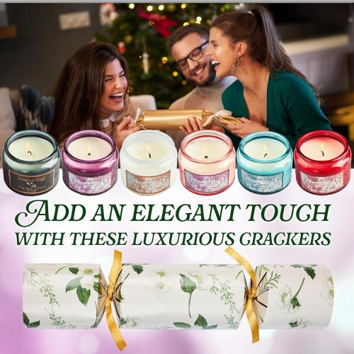 Luxury Scented Candles Christmas Crackers Aromatherapy No-Snap 6 Pack Party Favors Hats Jokes Christmas Decorations Holiday Gift (Multi Candle)