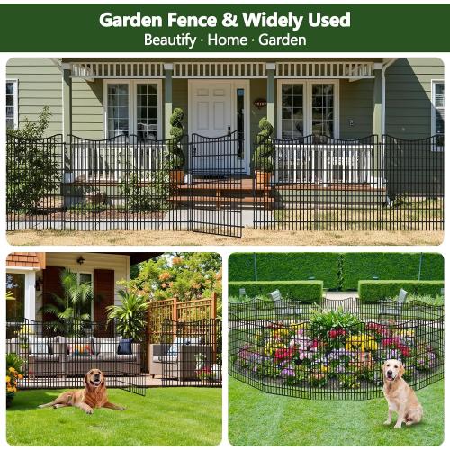 10 Panels Garden Fencing Animal Barrier with Gate, 48 in(H) X 23.6 ft(L) Dog Fence Outdoor for Yard, No Dig Temporary Tall Fence Rustproof Metal Wire Panel Border for Dog, Rabbits, and Patio