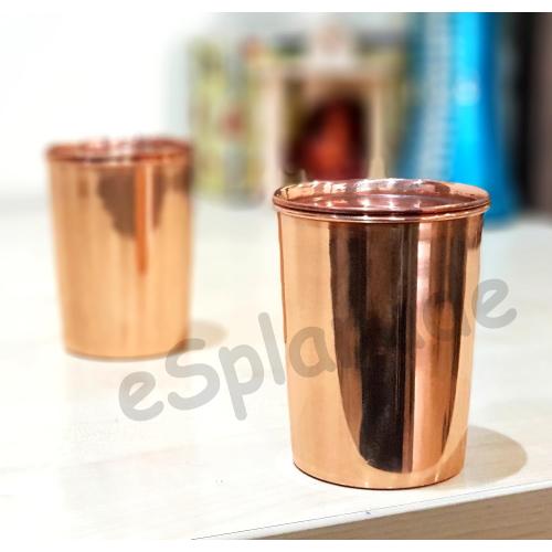 eSplanade Copper Glasses | Moscow Mule Shot | Seamless Copper Glass | Travel Friendly with Ayurvedic Health Benefits (Glasses Set of 2)