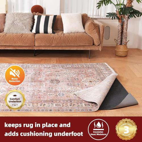 BAGAIL Felt and Natural Rubber Backing Rug Pads 1/4” Thick, 5 x 7 Ft Non Slip Carpet Gripper Keep Rugs in Place, Under Area Rug Protective Cushioned Pads, Carpet Runners, Hardwood Floors Protection