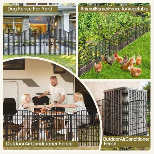 16 Panels No Dig Garden Fence with Gate, 32in x 38.6ft Decorative Dog Fence Outdoor for Yard, Tall Animal Barrier Fencing Rustproof Metal Garden Edging Border, Temporary Fencing for Outdoor, Patio