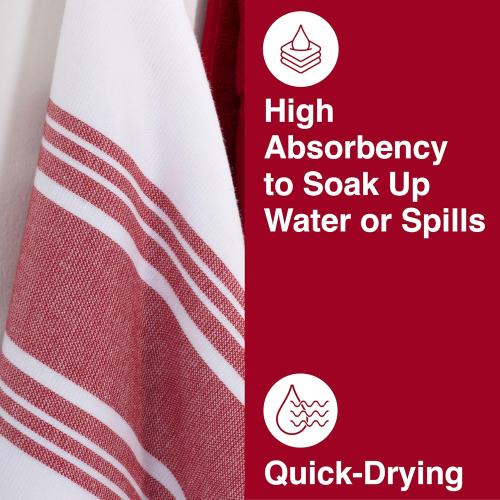 All-Clad Dual-Purpose Kitchen Towels: Highly Absorbent - 100% Cotton, 17x30 Dish Towels for Cleaning & Drying Dishes & Glassware, 6 Pack, Chili
