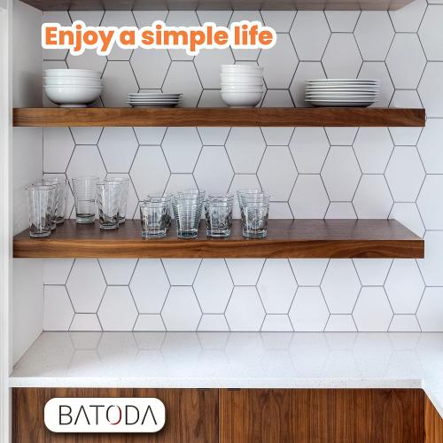 BATODA Set of 2 24 Acacia Wood Floating Shelves Wall Mounted – Rustic Farmhouse Wooden Wall Storage Shelf for Bedroom, Kitchen, Home Décor - Brackets and Shelving Hardware Included