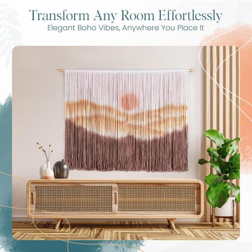 Ductra Macrame Wall Hanging Macrame Wall Decor Tie-Dye Tapestry Living Home Room Decor 57 Wx 41 L