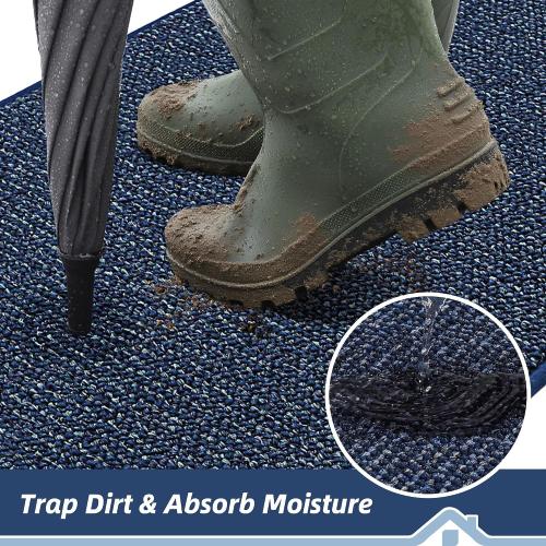 BEQHAUSE Dirt Trapper Door Mat 24 x 36, Non-Slip Washable Doormats, Blue