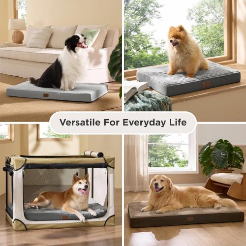 Bedsure ComfyFleece Dog Bed for Small Dogs - Orthopedic Pet Beds with Removable Washable Cover, NOT Waterproof Egg Crate Foam Puppy Mat, NOT for Chewers