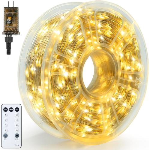 Joiedomi 1200 LED Christmas Lights Outdoor,394 FT Warm White Christmas Tree Lights with 8 Modes Timer, PVC Clear Wire String Lights with Reel for Indoor Outdoor Holiday Xmas Eve Night Decorations