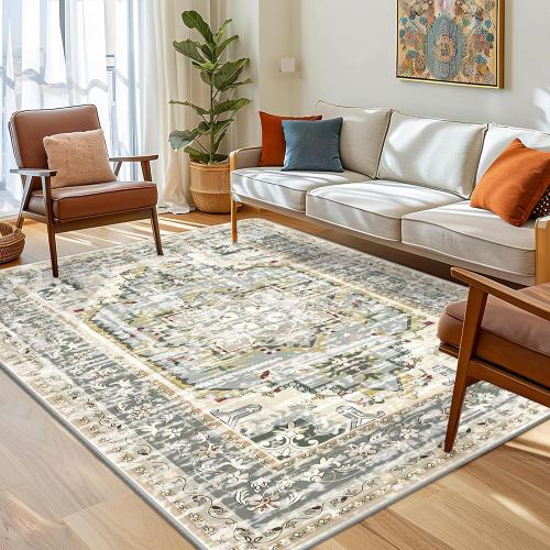 6x9 Area Rug for Living Room - Boho Rug for Bedroom Dining Room Machine Washable Vintage Carpet Stain Resistant