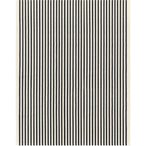 IOHOUZE Black Beige Striped Rug -8'x10' Indoor Outdoor Rug, Washable Area Rug for Living Room, Large Patio Rug, Cotton Striped Rugs for Patio Living Room Bedroom