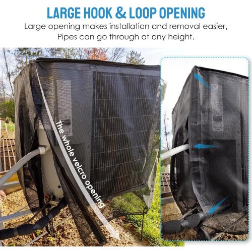 Size 32x32x36 Color Black Air Conditioner Cover for Outside Units, 32'' x 32'' x 36 Full Mesh with 600D Detachable Waterproof Top, All Seasons Outdoor Central AC Protector Against Leaves, Weeds, Cottonwood and Debris