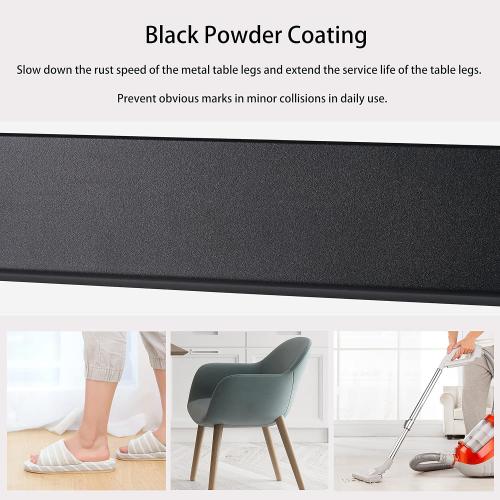 Metal Table Legs Desk Legs, Heavy Duty Square Tube Iron Desk Legs, DIY Furniture Legs for Dining Table, Coffee Table, Computer Desk, Workbench, Meeting Room Table, 28”H x 17.7”W, Set of 2, Black (H)