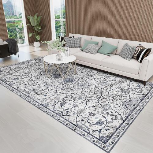 SALLOUS Runner Rug for Hallway, 3' X 6' Vinyl Floor Mat for Home, Waterproof Area Rug for Living Room, Non-Slip Floor Protector Mat for Kitchen, Bathroom, Entryway (Grayish Blue)