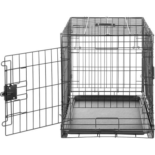 Amazon Basics Durable,Foldable Metal Wire Dog Crate with Tray, Double Door, 30 x 19 x 21 in, Black