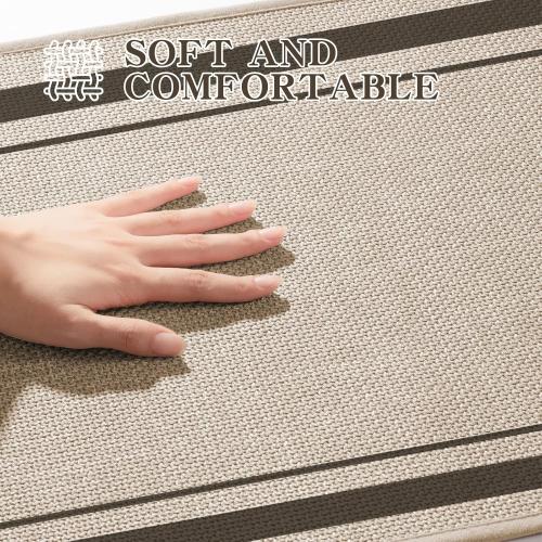 chakme Bathroom Rug Sets 2 Piece, Ultra Thin Bath Mat Quick Dry Bath Mat Set, Absorbent Bath Mat for Bathroom Non Slip Machine Washable, (Light Beige, 17x24 17x32)