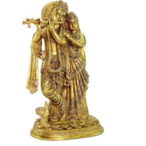 eSplanade Brass Radha Krishna Murti Idol Statue Sculpture - 12 inches | Pooja Idols | Home Decor