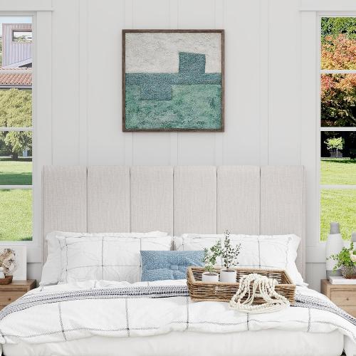 Yongchuang King Headboard Upholstered Headboards for King Size Bed Headboard Panels Adjustable Height Grayish White Linen Head Board