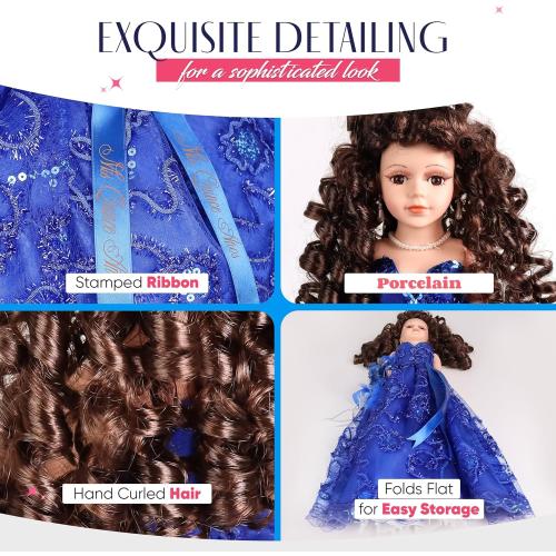 18” Quinceañera Last Doll with Umbrella Dress Stand – Última Muñeca Mis Quince Años Keepsake, Traditional Hispanic Mis 15 Doll, Ceremony & Table Centerpiece, Fully Accessorized KK18725-29 (Blush)