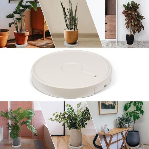 Beige Plant Caddy with Wheels Heavy Duty, Movable Round Rolling Plant Stand Plant Dolly with Invisible Wheels and Water Drawer