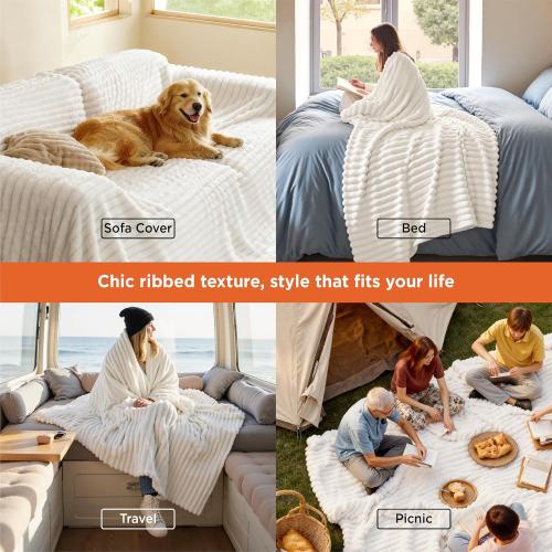 Bedsure GentleSoft Full Size Blanket for Bed - Cozy Soft Blankets for Women, Cute Large Fleece Throws for Girls, Off White, 84x90 Inches