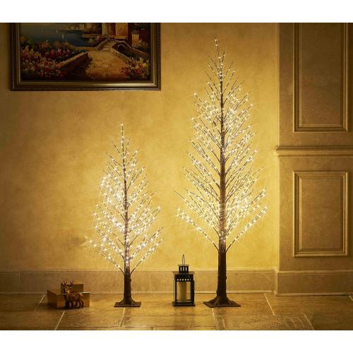 Hairui Lighted Brown Alpine Tree with 450L Warm White Fairy Lights 4FT, Brown Twig Tree with Lights for Indoor Outdoor Home Party Halloween Christmas Decoration