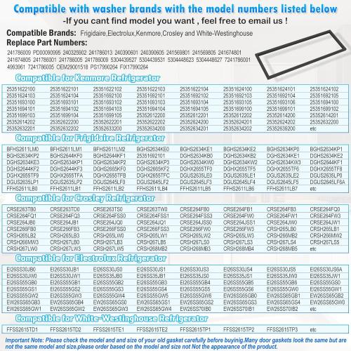 Upgraded 63x19.1 241786009 Refrigerator Fresh Food Door Gasket Compatible with Frigidaire,Electrolux and Kenmore Refrigerator Door Seal Frigdge Seal 241786013 241569801 241674801 4993961 Black