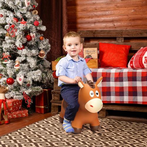 ZOOJOY Bouncy Horse Hopping Toys, Inflatable Animal Horse Toys for Toddlers, Outdoor Indoor Bounce and Ride On Bouncer for Boys Girls, Birthday Gifts for 18 Months 2 3 4 5 6 Year Old with Pump