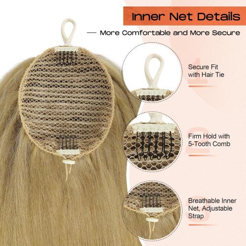 SEIKEA Cheer Ponytail Hair Piece, 100% Super Protein Fiber Straight Cheerleader Hairpiece Lightweight Silky Smooth Fluffy 18 Ponytail Extension for Cheerleader Competition, Dance Cream Blonde