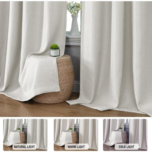 H.VERSAILTEX 90% Boho Blackout Curtains for Bedroom, 84 Inch, Heather Ivory