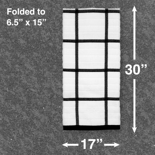 All-Clad Checked Kitchen Towel: Highly Absorbent, Super Soft Long Lasting - 100% Cotton, 17x30 Tea Towel for Cleaning & Drying Dishes, Pans, Glassware, or Countertops, (6-Pack), Black