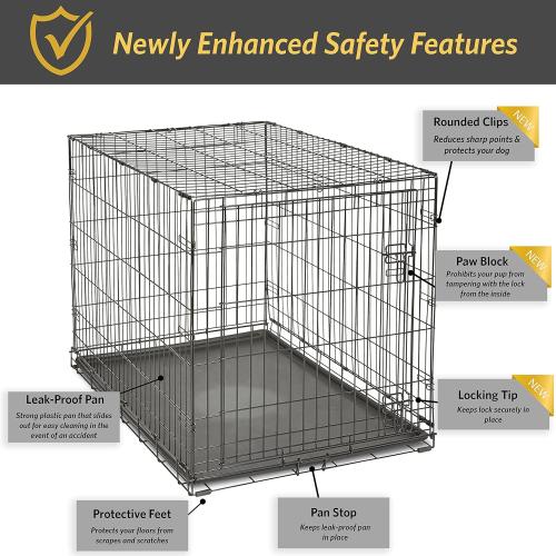 New World Single Door Folding Metal 42-Inch Dog Crate, Includes Leak-Proof Pan, Floor Protecting Feet, & New Patented Features, for Large-Sized Breeds