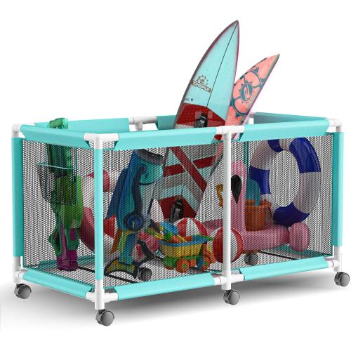 Size 265 Gallon Extra Large Pool Storage Bin, Pool Toy Storage, Pool Float Storage Organizer, Floats Equipment 360° Rolling Pool cart for Pool Noodles Floats, Toys, Balls