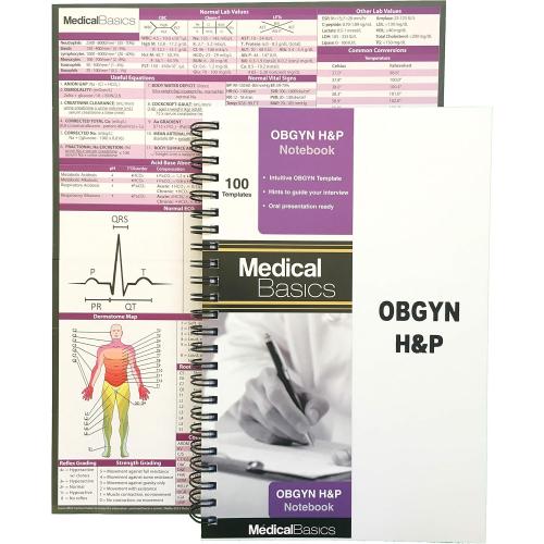 White OBGYN H&P Notebook Medical History and Physical Notebook, 100 Medical templates with Perforations
