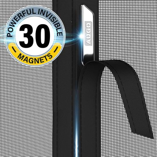 AUGO Garage Door Screen Magnetic Closure - Garage Screen Doors for 2 Car Garage Pull Down - Magnetic Screen Door Mesh - Heavy Duty Weighted Bottom - Pet & Kid Friendly - Keep Open Feature - 16' x 7'