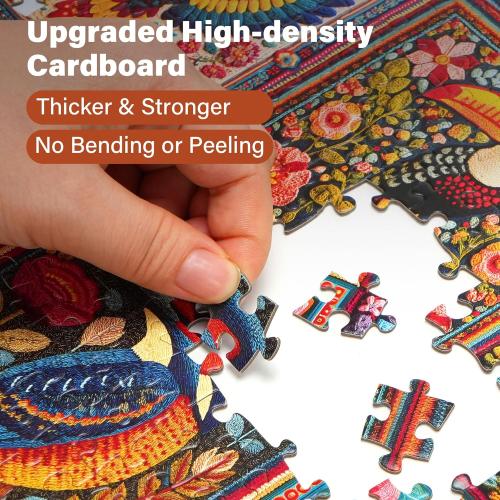 BenBen Puzzles for Adults 1000 Pieces, Bird Crochet, Jigsaw Puzzles with Letters or Patterns on Back, Challenging Puzzles for Family Game Night Home Décor