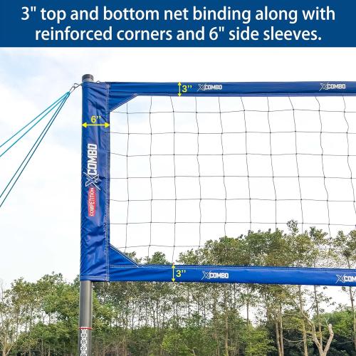 Professional Volleyball Net Set Heavy Duty for Outdoor Backyard Portable with Aluminum Adjustable Height Scoring Poles, Regulation Nets System for Tournament, Grass