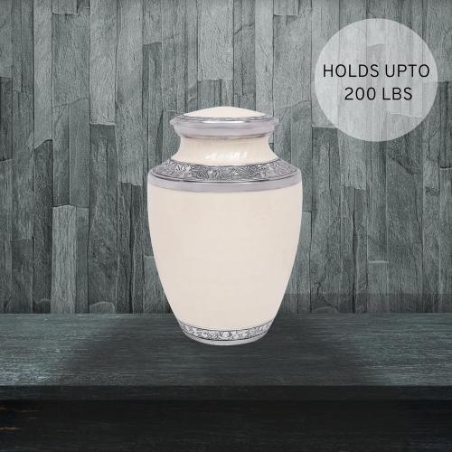 Lightweight Metal Cremation Urn for Human Ashes - Decorative Metal Memorial Urn for Adults, Secure Screw Lid, Durable Burial Urn for Home, Funeral, Men & Women 10 (White & Silver) - CLEENTABLE