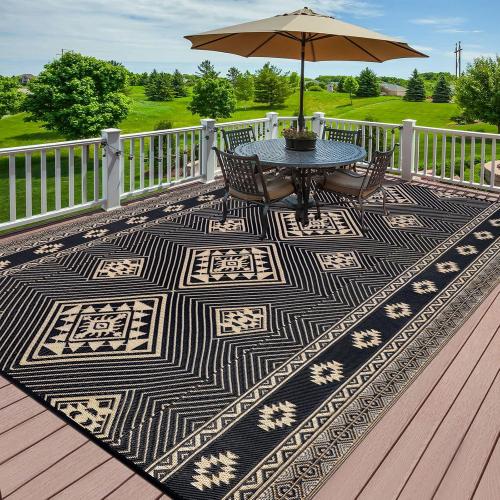 HiiARug Outdoor Rug for Patios Clearance 8'x10' Plastic Straw Rug Waterproof Reversible RV Mat Outdoor Area Rugs for RV, Backyard, Deck, Camping