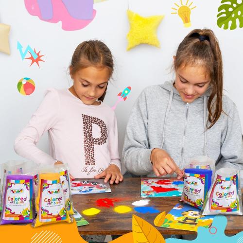 Colored Sand for Sand Art [15 Colors: 6 lbs], Colored Sands Bulk, Delightful Sands Art Fun for Crafts, Parties, Children, Nice Colorful Fun Sandy Crafts for Kids Age 3 , Non-Toxic, 15 Bags