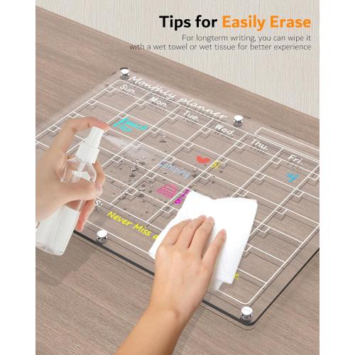 Magnetic Acrylic Calendar for Fridge,2 Pack 12x16 Clear Fridge Calendar Dry Erase Magnetic Planning Boards Set for Refrigerator with 6 Colorful Highlight Markers