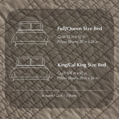 EVERGRACEHOME 100% Cotton Modern Lines Quilt Set King Size, Pre-Washed Soft Striped Coverlet Bedspread, 3 Piece Lightweight Bedding Set for All Season, with 2 Pillow Shams, Stone Taupe