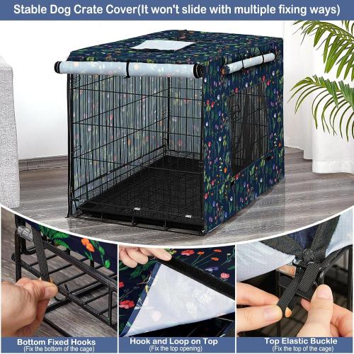 Bienbee Dog Crate Cover, 36 inches Windproof Crate Covers for Dog Cages Breathable Dog Kennel Cover Double Sided Zipper Dog Cage Cover for Wire Dog Cage Indoor Outdoor Protection