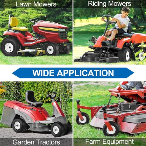 13x5.00-6 Flat Free Lawn Mower Tires and Wheels 3/4 5/8 1/2 Ball Bearings, 13x5x6 Zero Turn Mower Front Tires, Smooth Tires for Commercial Grade Lawn 3.25-5.25 Adjustable Centered Hub